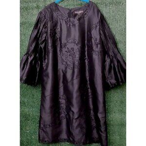 Ella Belle Black Plus Size 20  Elegant Dress Bell Sleeves Embroidered Flowers 🌹